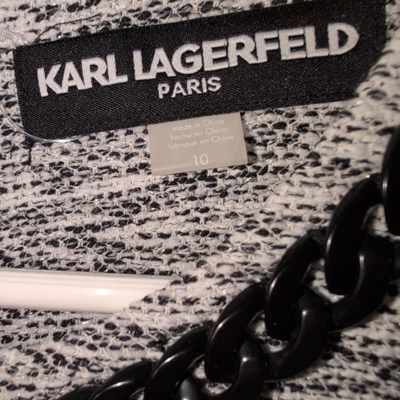 Women's KARL LAGERFELD PARIS Black & White Tweed Dress Size 10 - Picture 3 of 4